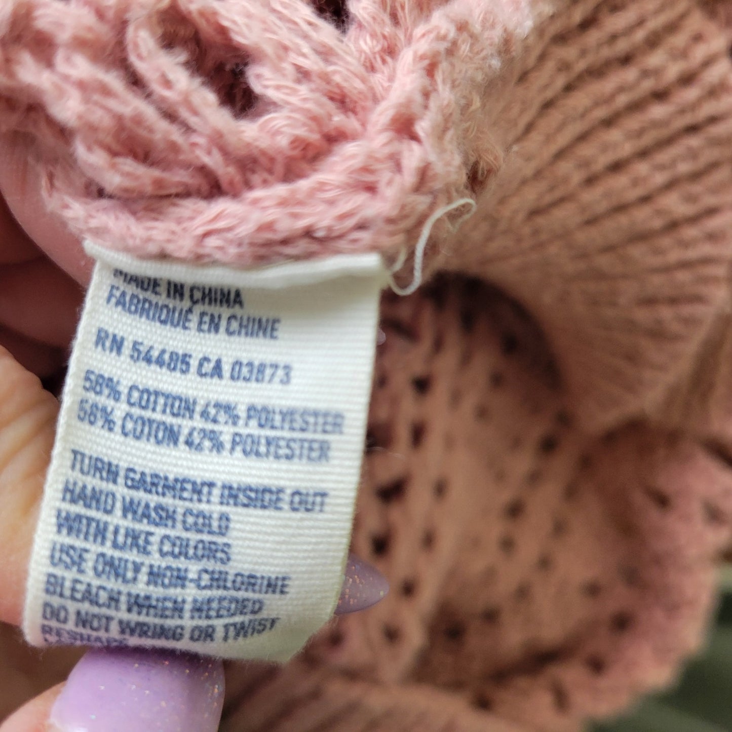 American Eagle Outfitters Womens Sweater XXL Plus Open Knit Pink Cotton Blend