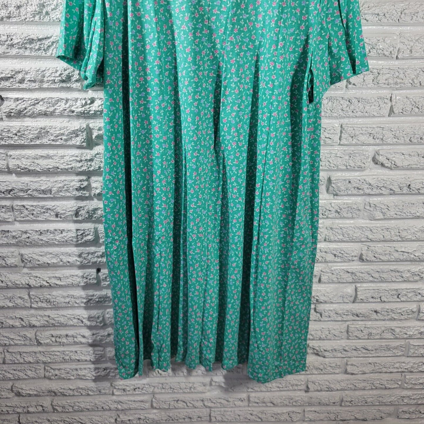 Vintage Periphery Womens Dress 3X Plus Short Sleeve Pockets Green Floral Casual