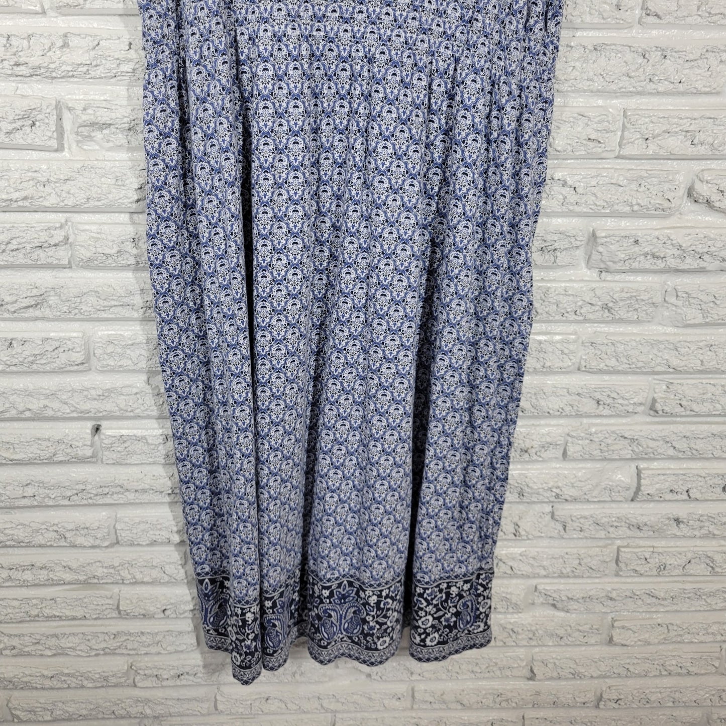 Charter Club Womens Dress 2X Plus Sleeveless Blue Geometric Crochet Beads Studs