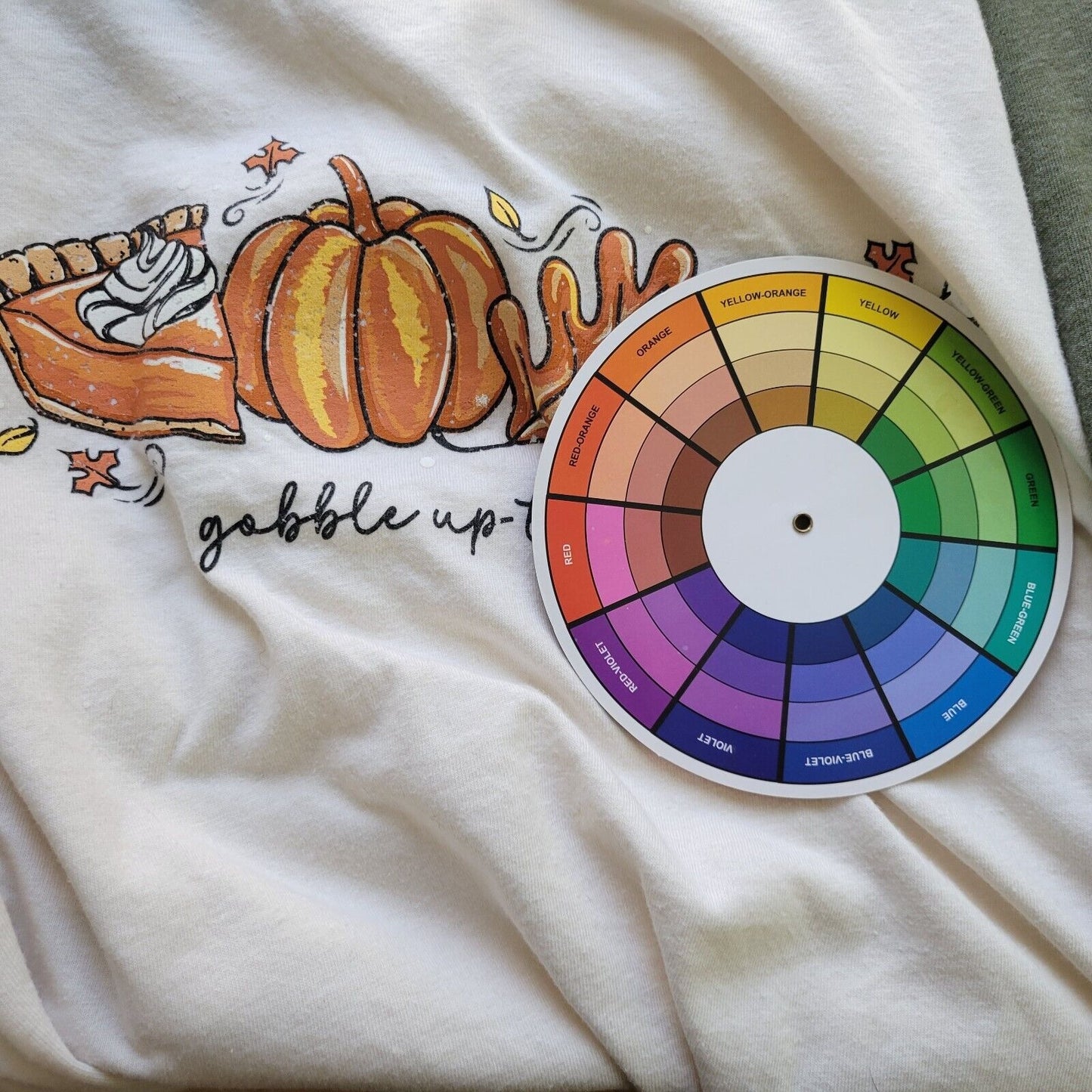 Thanksgiving Womens Top 2XL Plus Tee Raglan Sleeve Orange Green Cotton Blend
