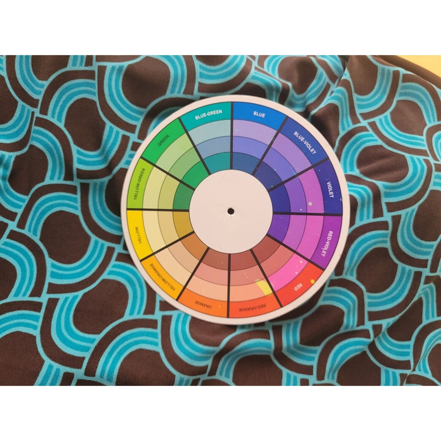 Apt 9 Womens Top Extra Large Blue Geometric Office Casual Sash Buckle Circles