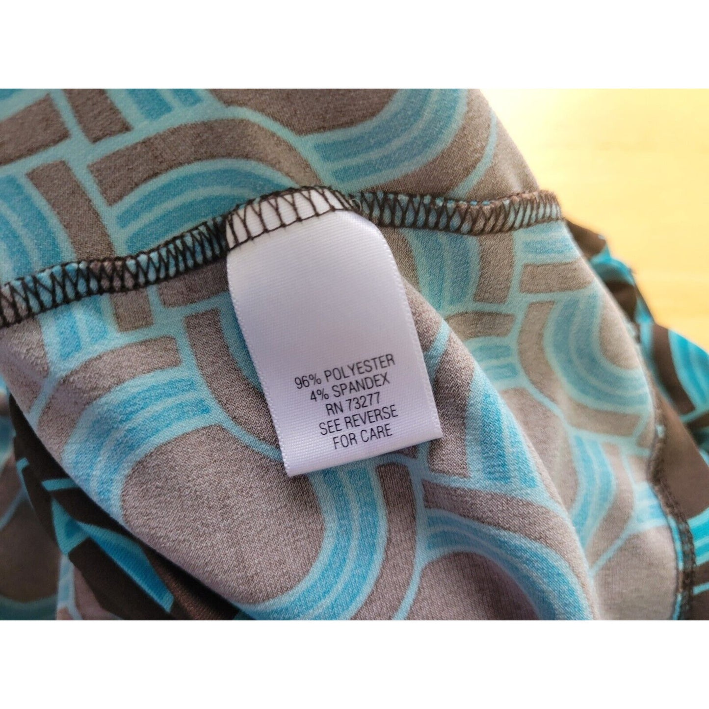 Apt 9 Womens Top Extra Large Blue Geometric Office Casual Sash Buckle Circles