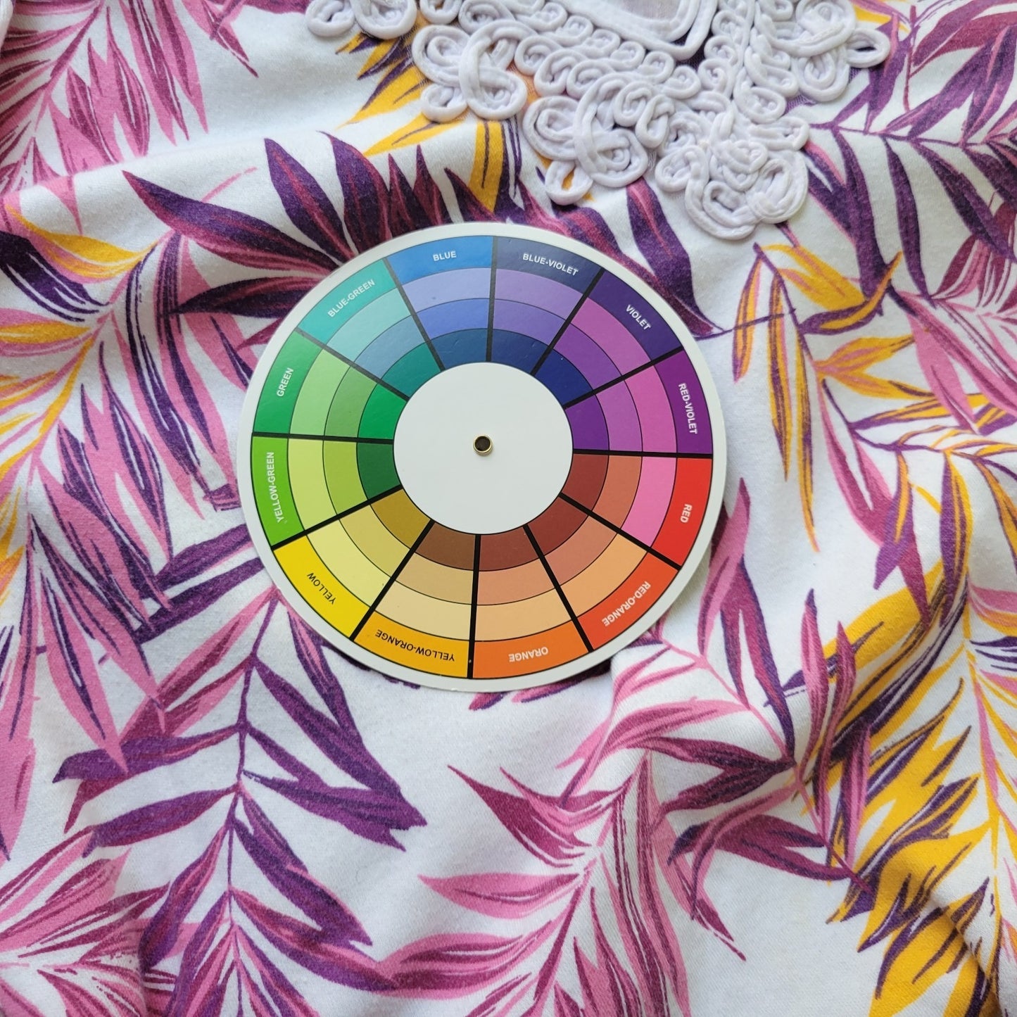 Woman Within Womens Top 1X Plus Short Sleeve Corded Neck Purple Yellow Floral