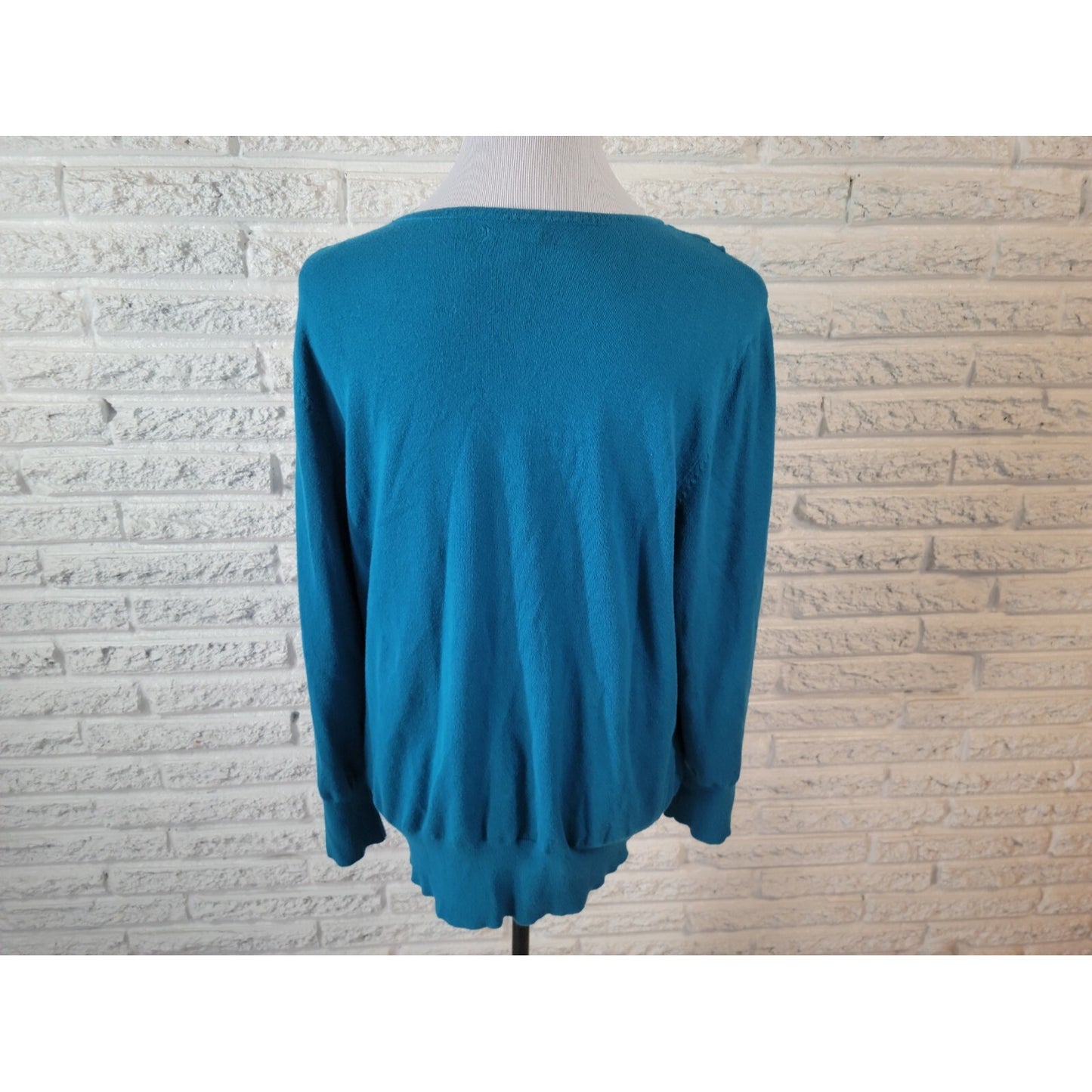 Apt 9 Women Sweater 2X Plus Long Sleeve Pullover Beaded Lightweight Blue Office
