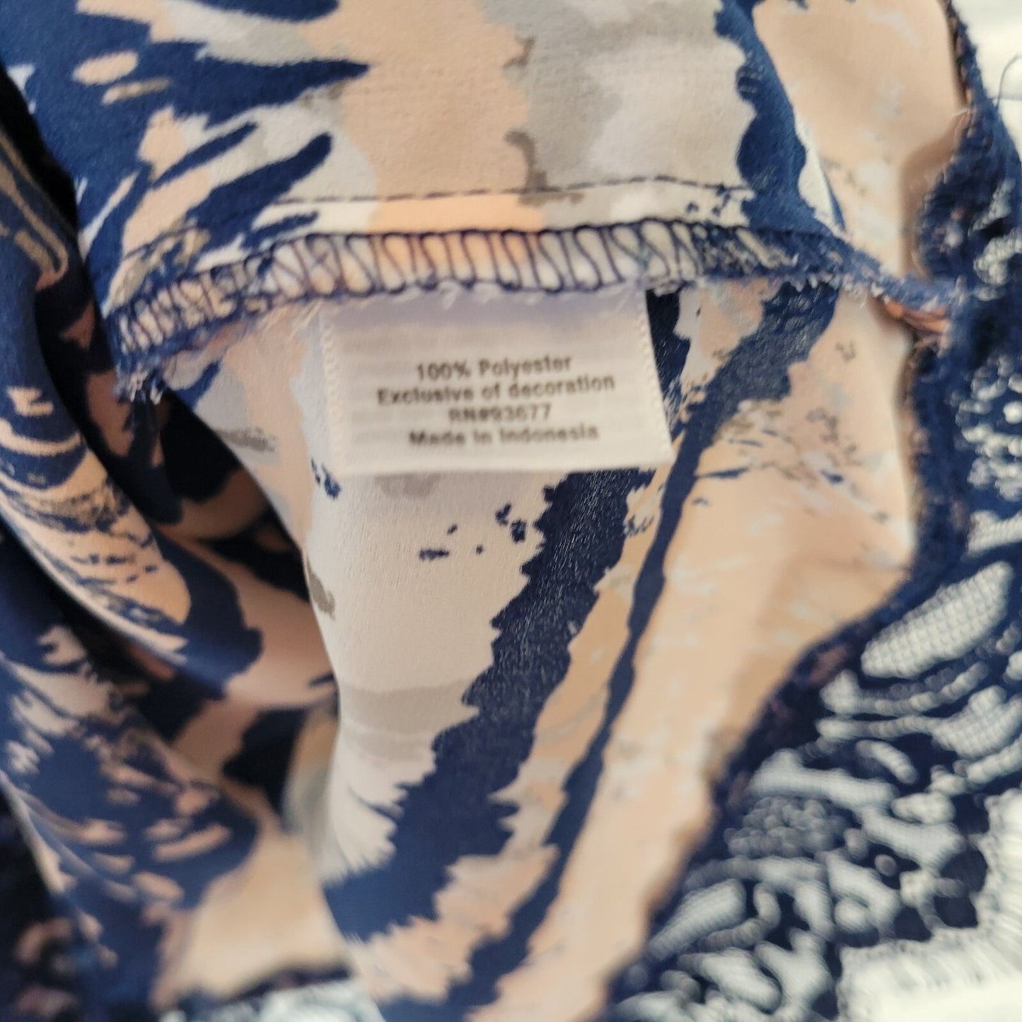 Ana Womens Top XL Tank Pink Blue Geometric Lightweight Sheer Lace Hem Comfy