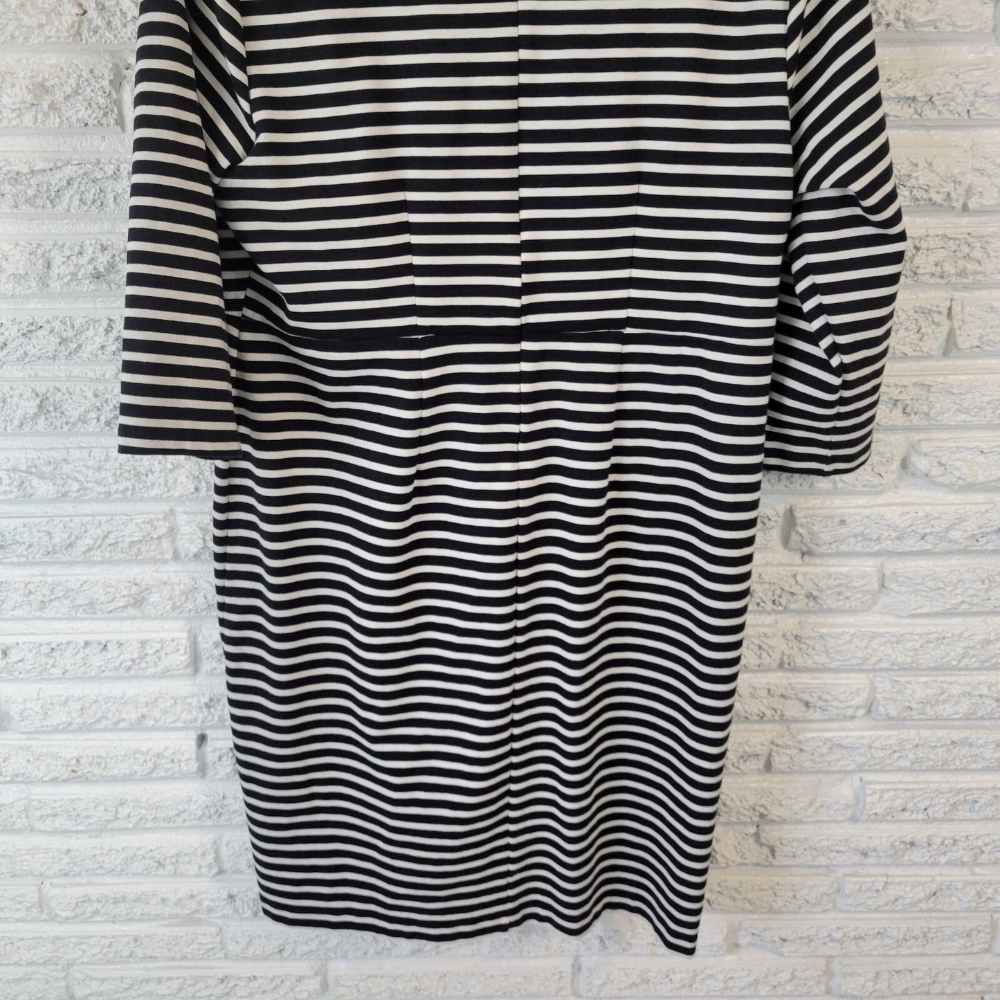 Old Navy Womens Dress 2X Plus 3/4 Sleeve Black White Stripe Cotton Blend Zip Up