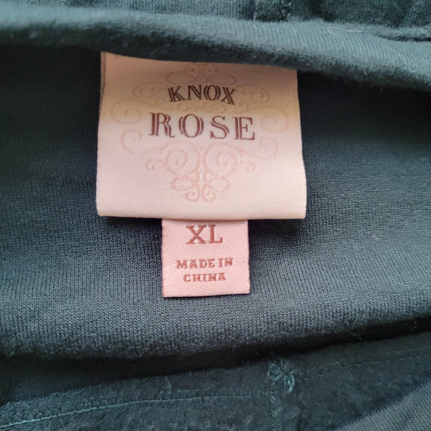 Knox Rose Womens XL Green Long Sleeve Blouse Crochet Trim Super Soft Stretch Top