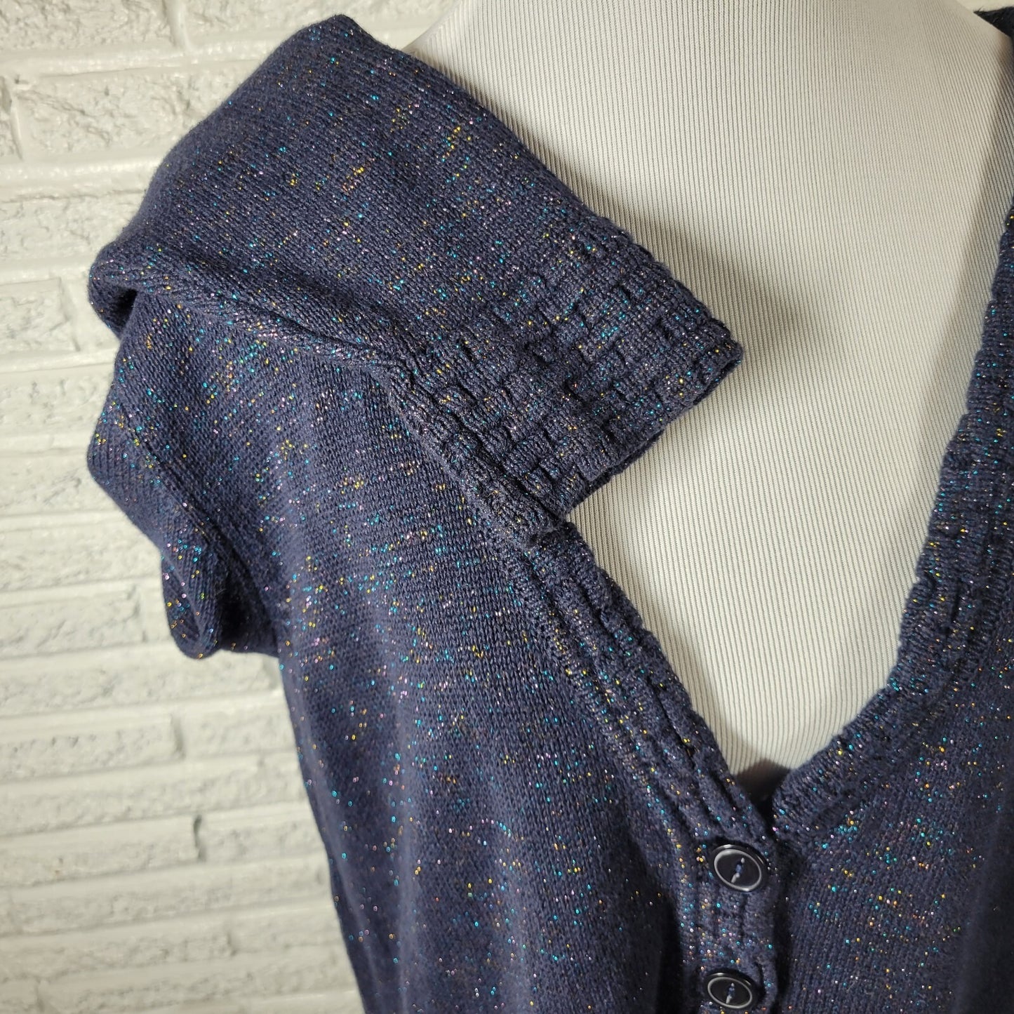 CJ Banks Womens Sweater 2X Plus Cardigan Blue Office Casual Cotton Blend