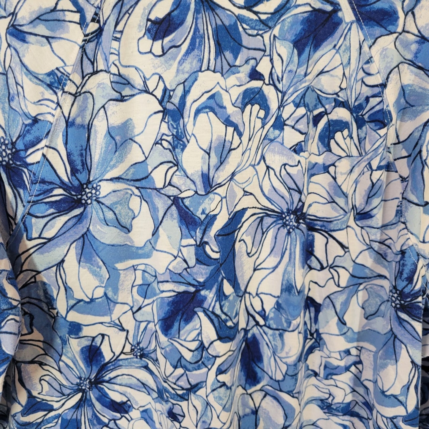 CD Daniels Womens Top 3X Plus Tunic Long Sleeve Blue Floral Poly Blend Casual