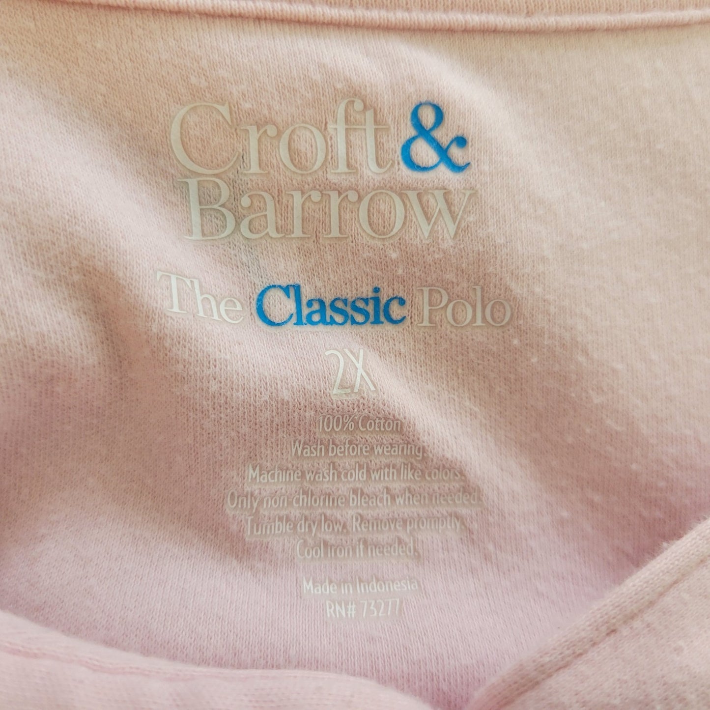 Croft Barrow Womens Top 2X Polo Eiffel Tower Paris France All Over Pink Cotton