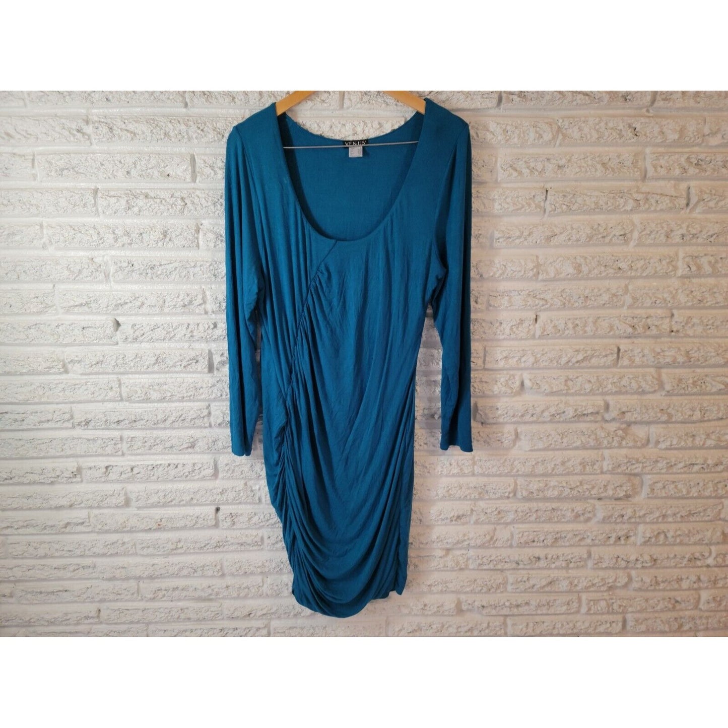Venus Womens Dress Extra Large Bodycon Long Sleeve Blue Pullover Party Office