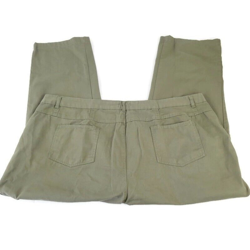 Jessica London Womens Jeans 34W Plus Straight Leg Green Denim Cotton Zip New