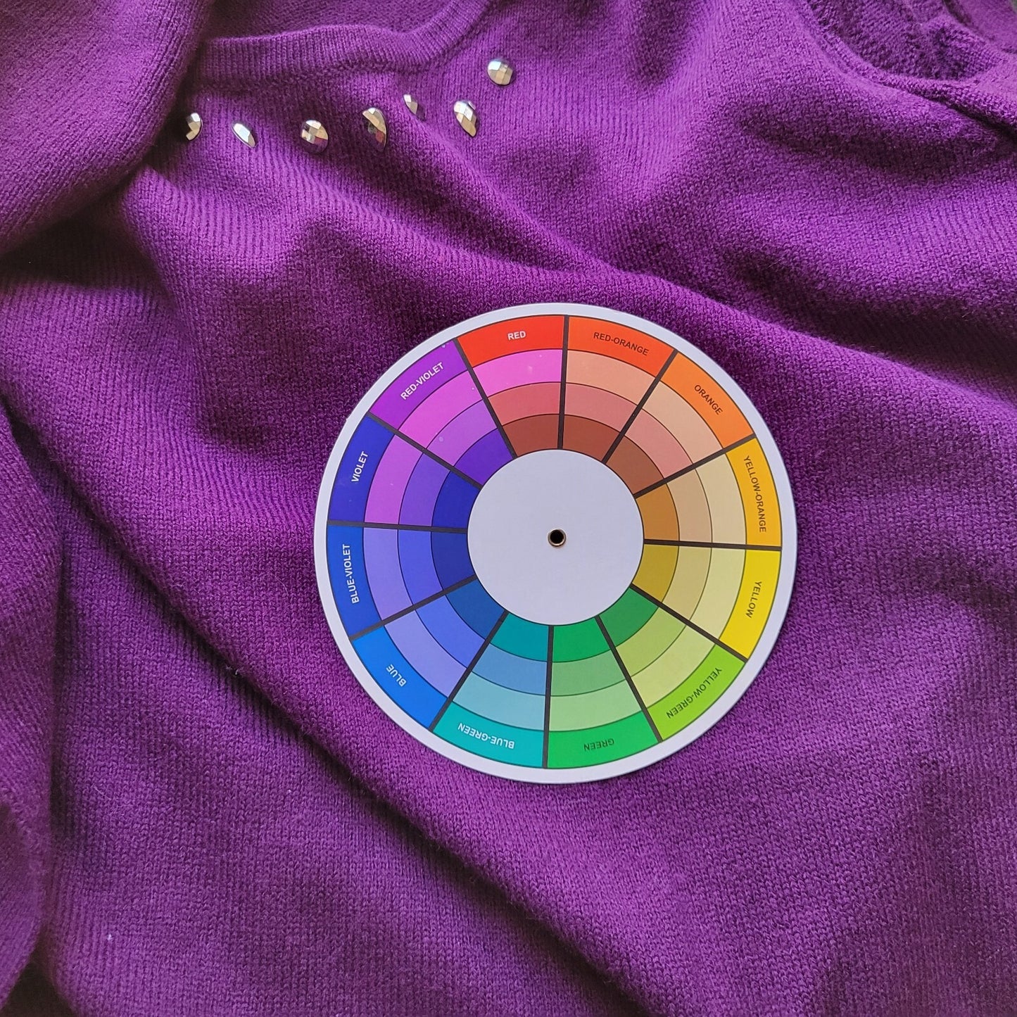 Sag Harbor Womens Sweater 1X Plus Long Sleeve Purple Rhinestones Casual Office