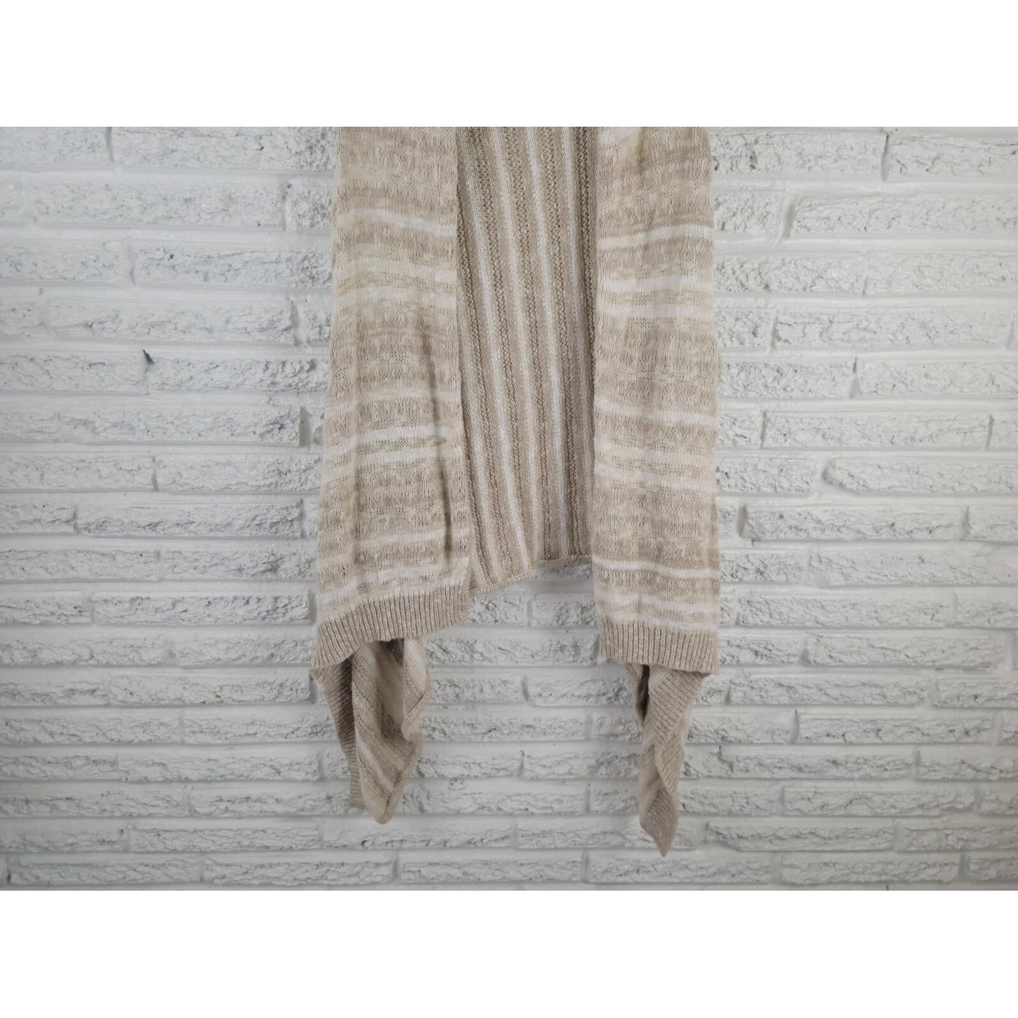 Olivia Sky Women Sweater 3X Plus Cardigan Oversized Open Sleeveless Beige Cotton