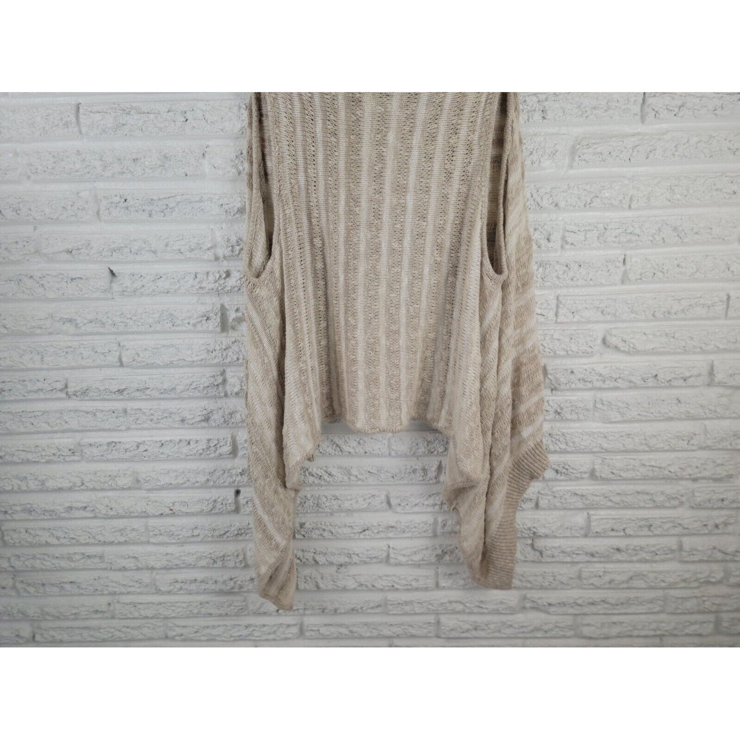 Olivia Sky Women Sweater 3X Plus Cardigan Oversized Open Sleeveless Beige Cotton