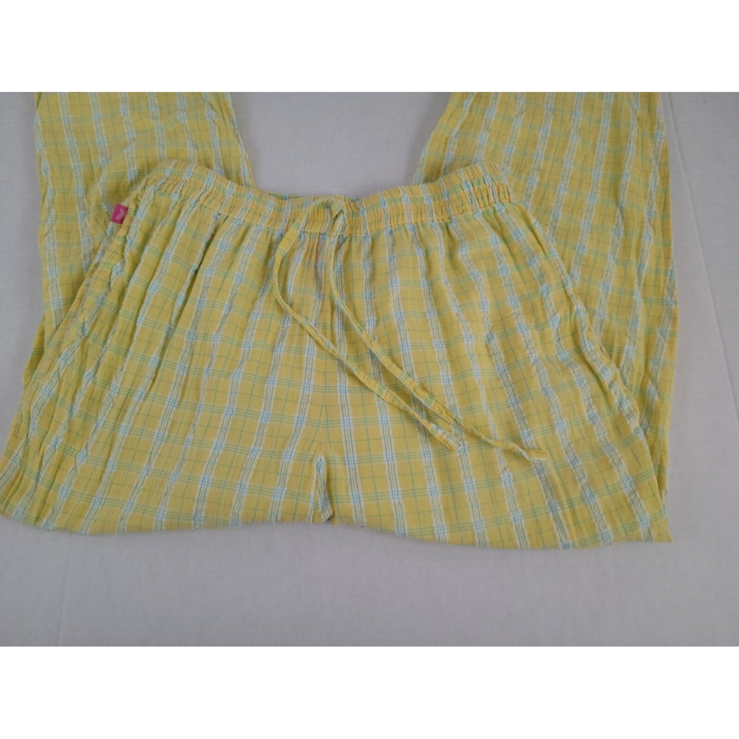 Woman Within Women Pants 16WP Plus Petite Pajama Lounge Lightweight Yellow Plaid