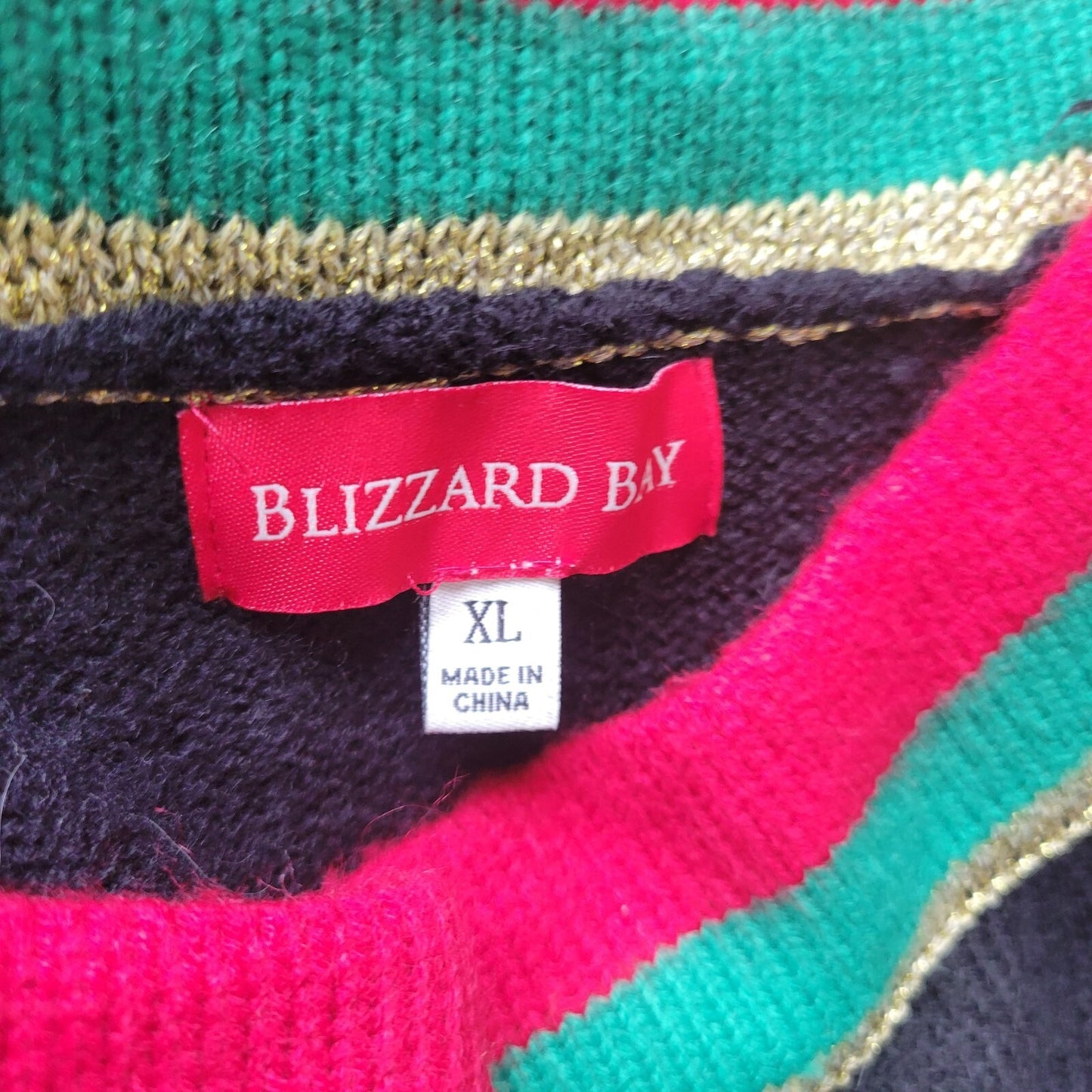 Christmas Blizzard Bay Womens Sweater XL Do Fuzzy Cuffs Sequins Acrylic Glitter