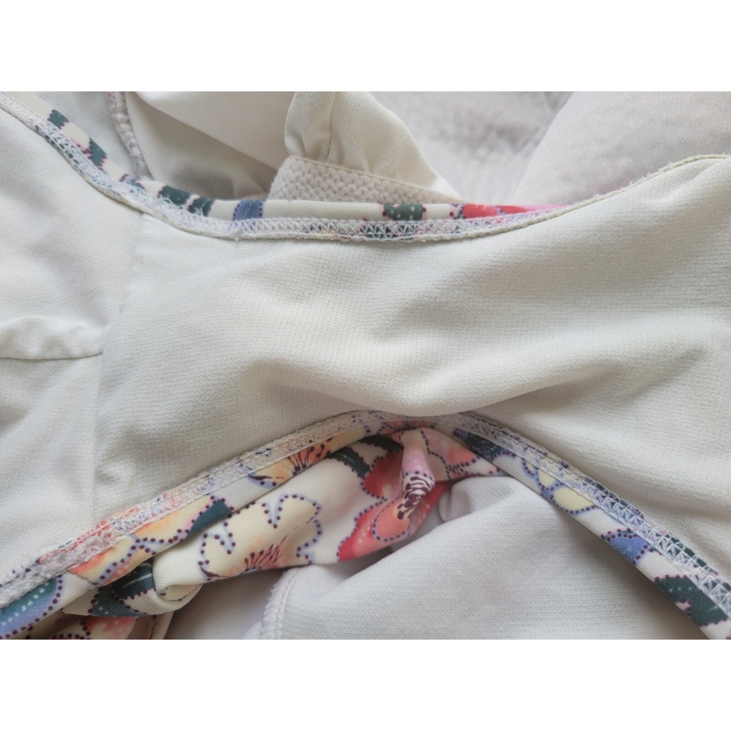 Time Tru Womens Swimsuit 1X Plus One Piece Blue Floral Bra Lined Lattice Plunge