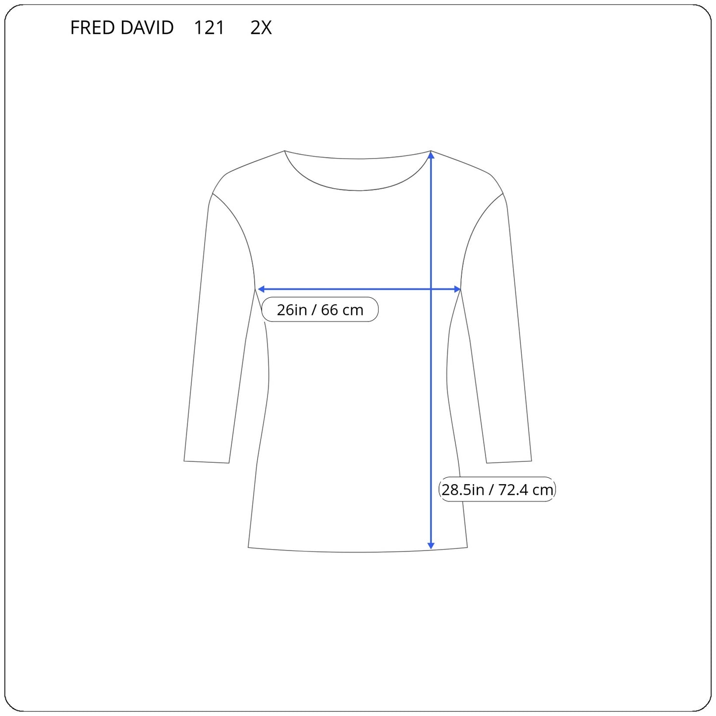 Fred David 2X Women's Top White Blue Watercolor Print Boat Neck WAT22E