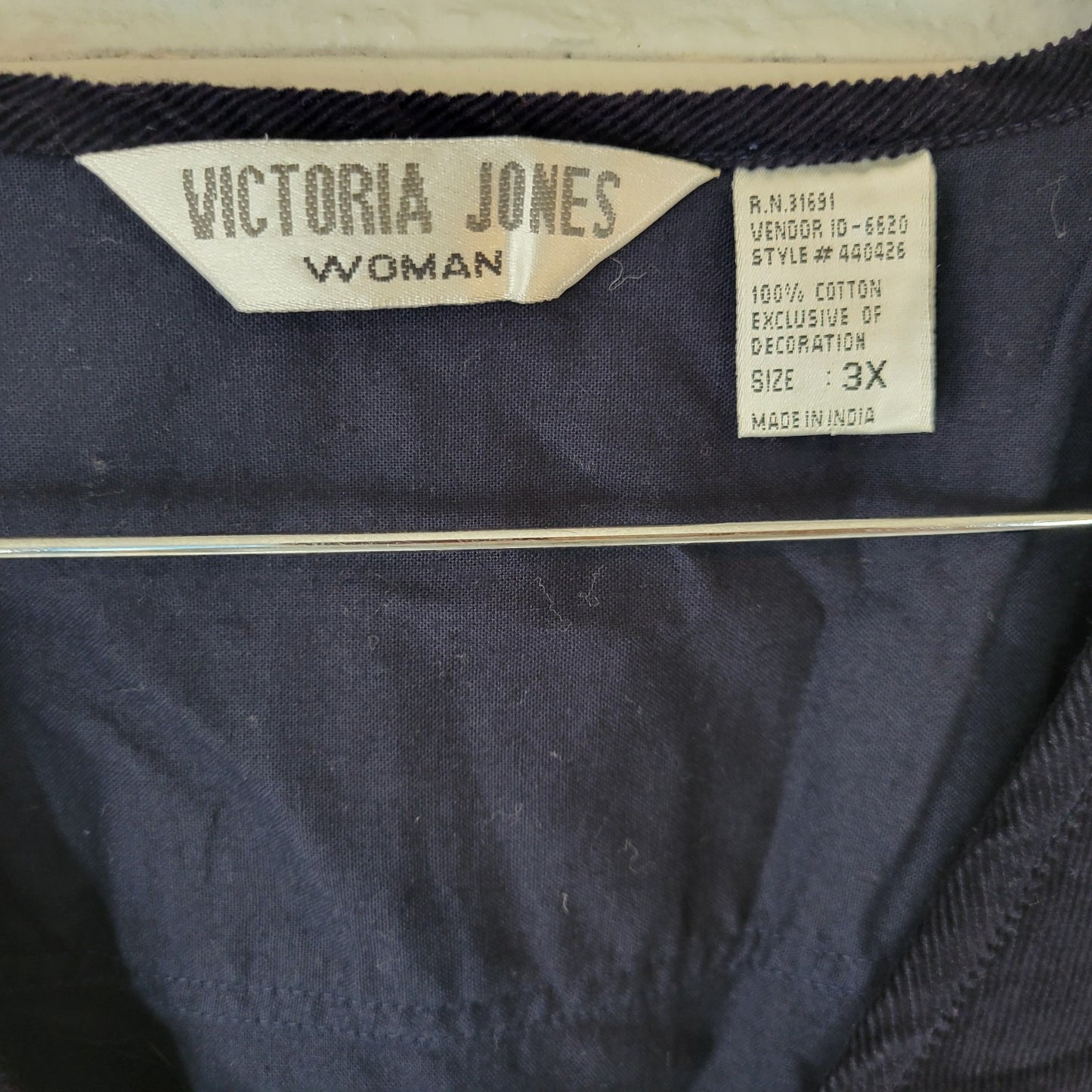 Victoria Jones Womens Vest 3X Plus Blue Embroidered Scarecrow Birdhouse Cotton