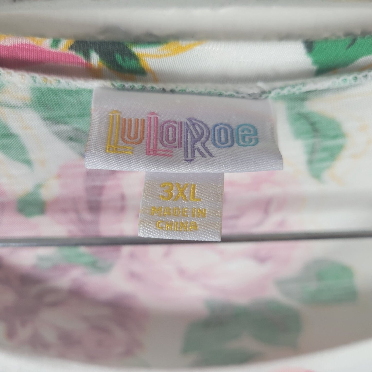 Lularoe Womens Top 3XL Plus Tee Short Sleeve Pink Green Floral Comfy Casual