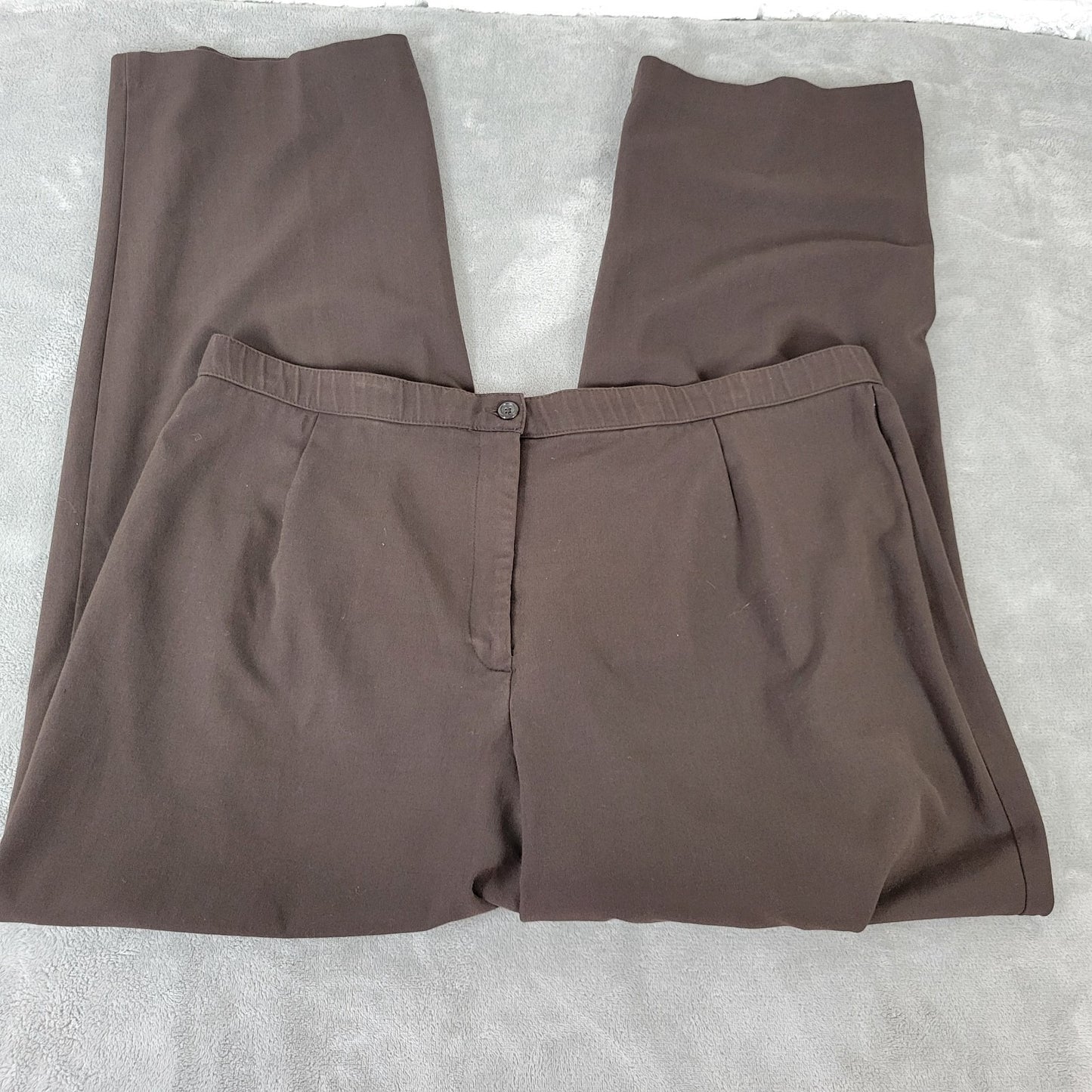 Dress Barn Womens Pants 20 Plus Straight Leg Career Brown Poly Blend Zip Fly