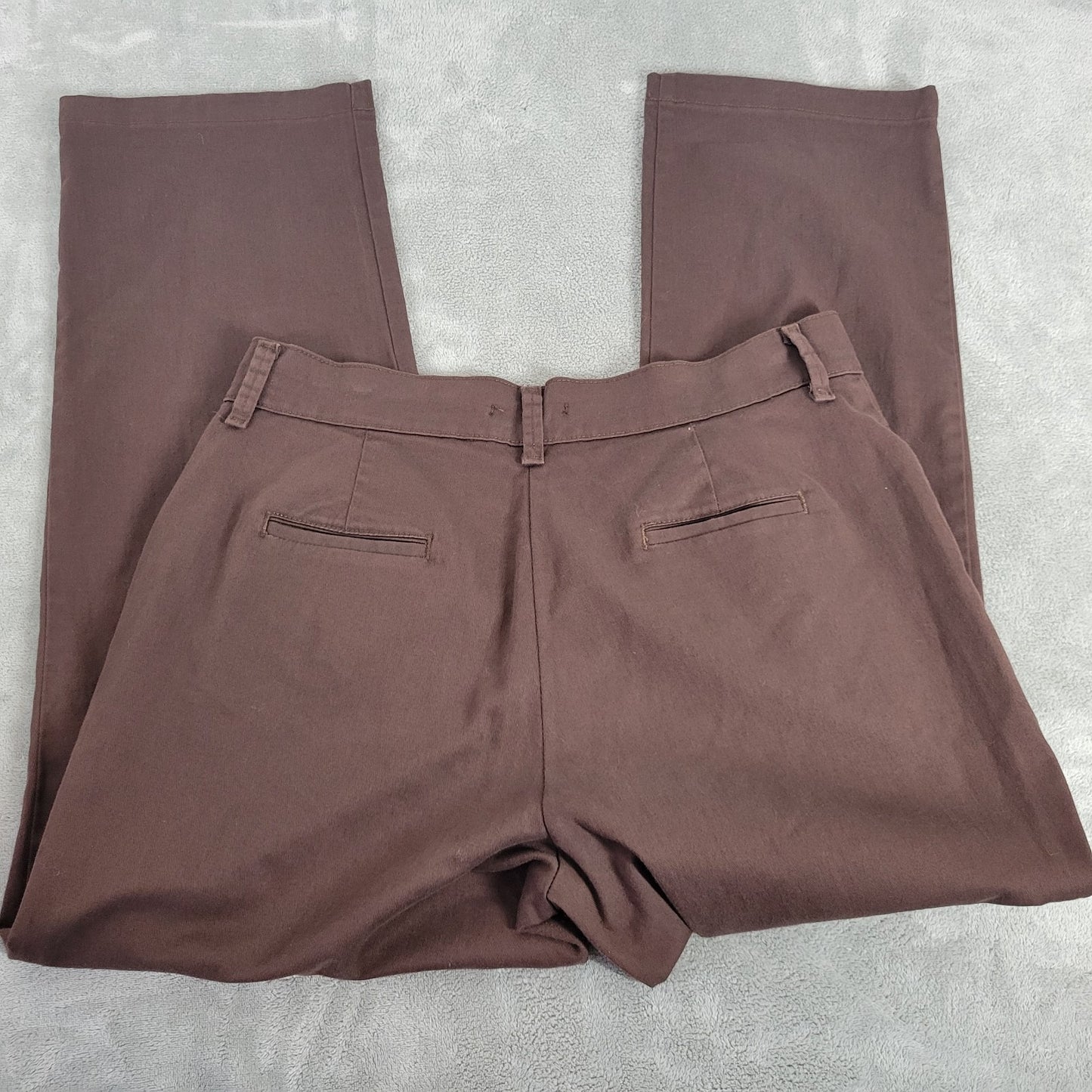 Lee Womens Pants 16S Petite 16P Relaxed Fit at Waist Brown Straight Leg Zip Fly