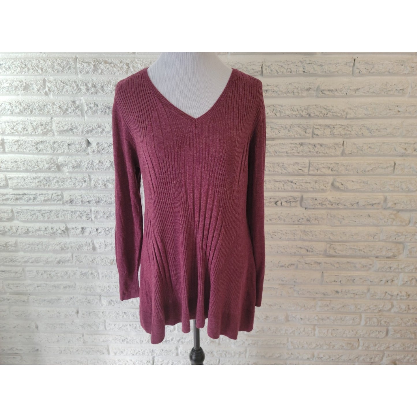 Apt 9 Women Sweater XXL Plus Tunic Pullover Long Sleeve Purple VNeck Lightweight