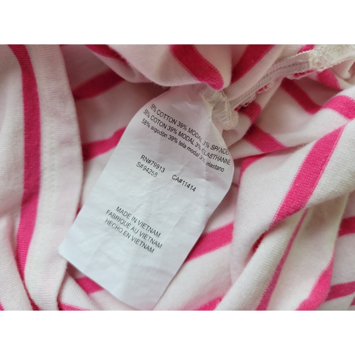 Motherhood Maternity Women Top 2X Plus Tee 3/4 Sleeve Cotton Blend Pink Stripe