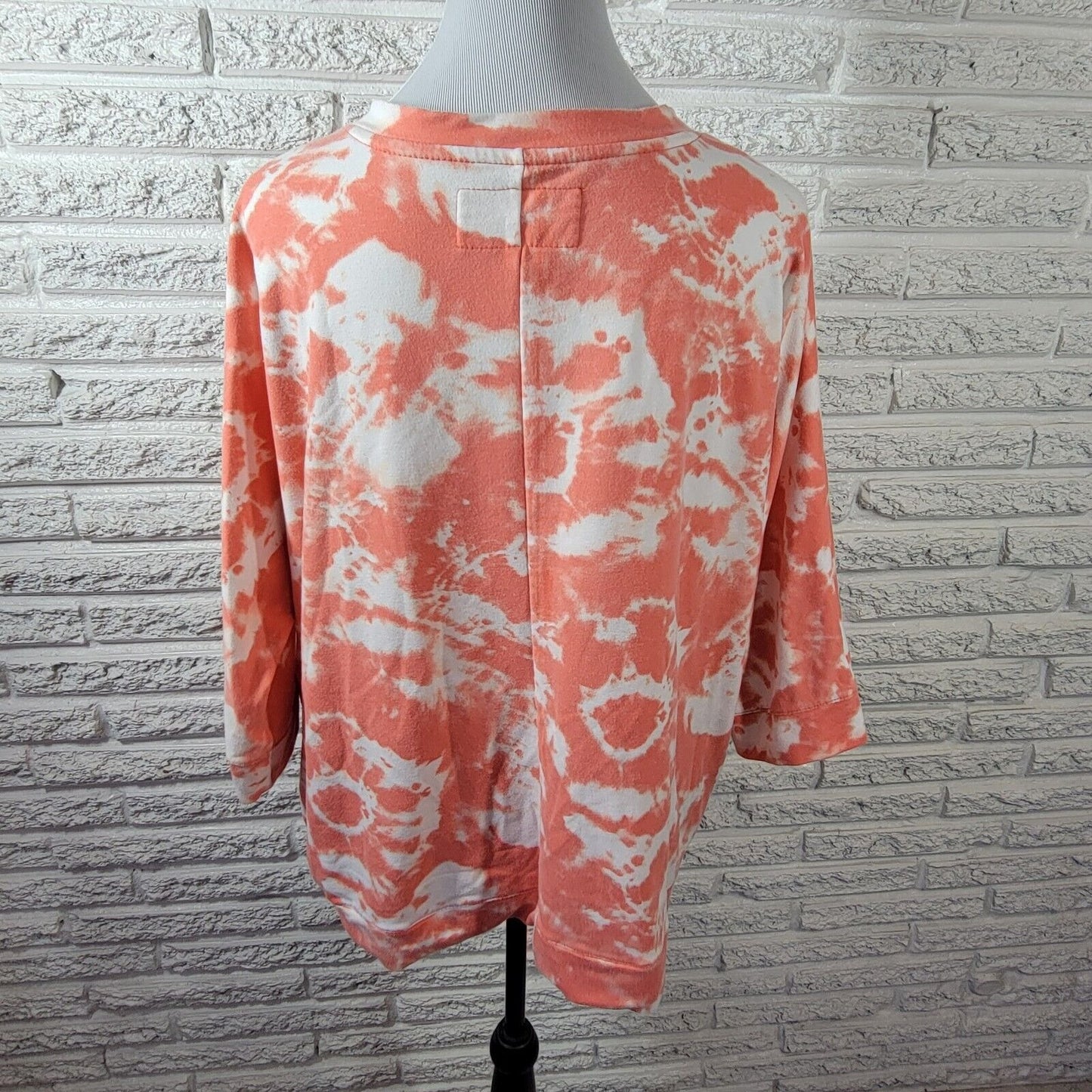 Sweatshirt Project Womens 2X 3/4 Sleeve Orange Tie Dye Lace Up Comfy Casual