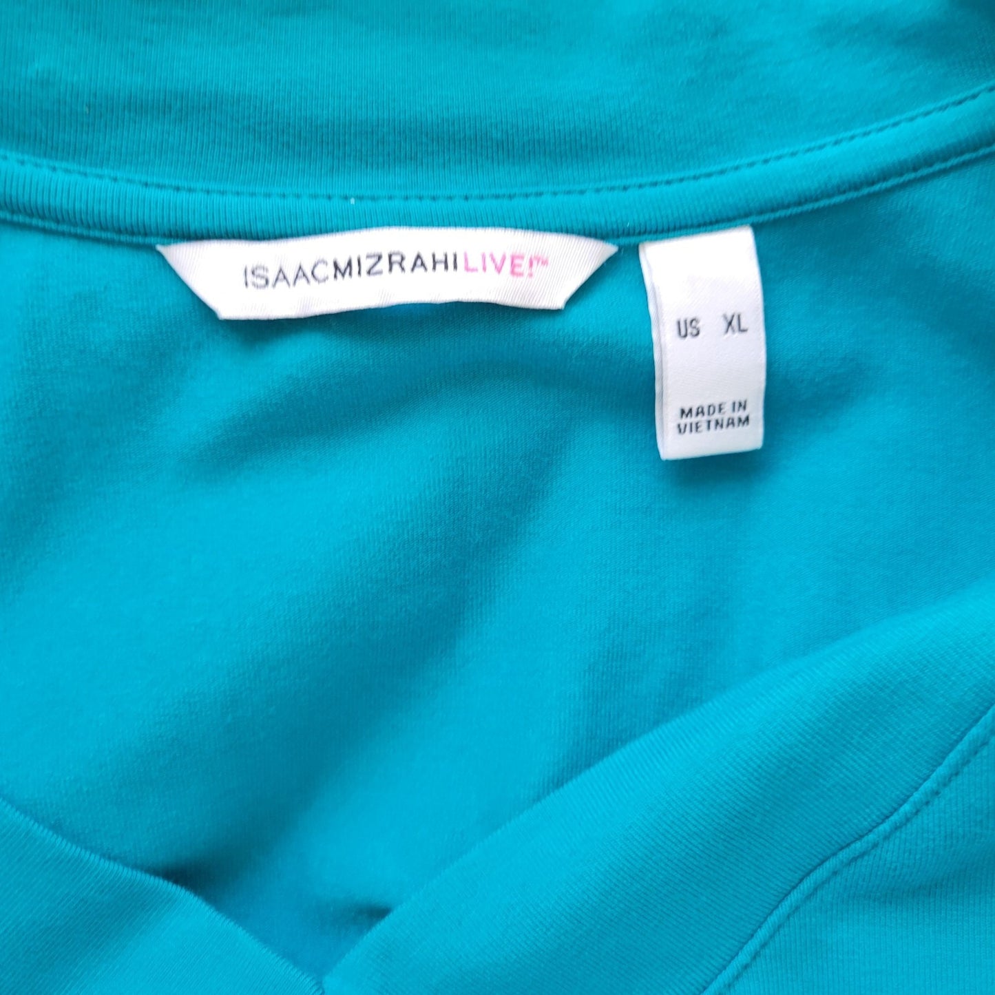 Isaac Mizrahi Live QVC Womens Top XL 3/4 Sleeve Blue Cotton Blend Casual Comfy