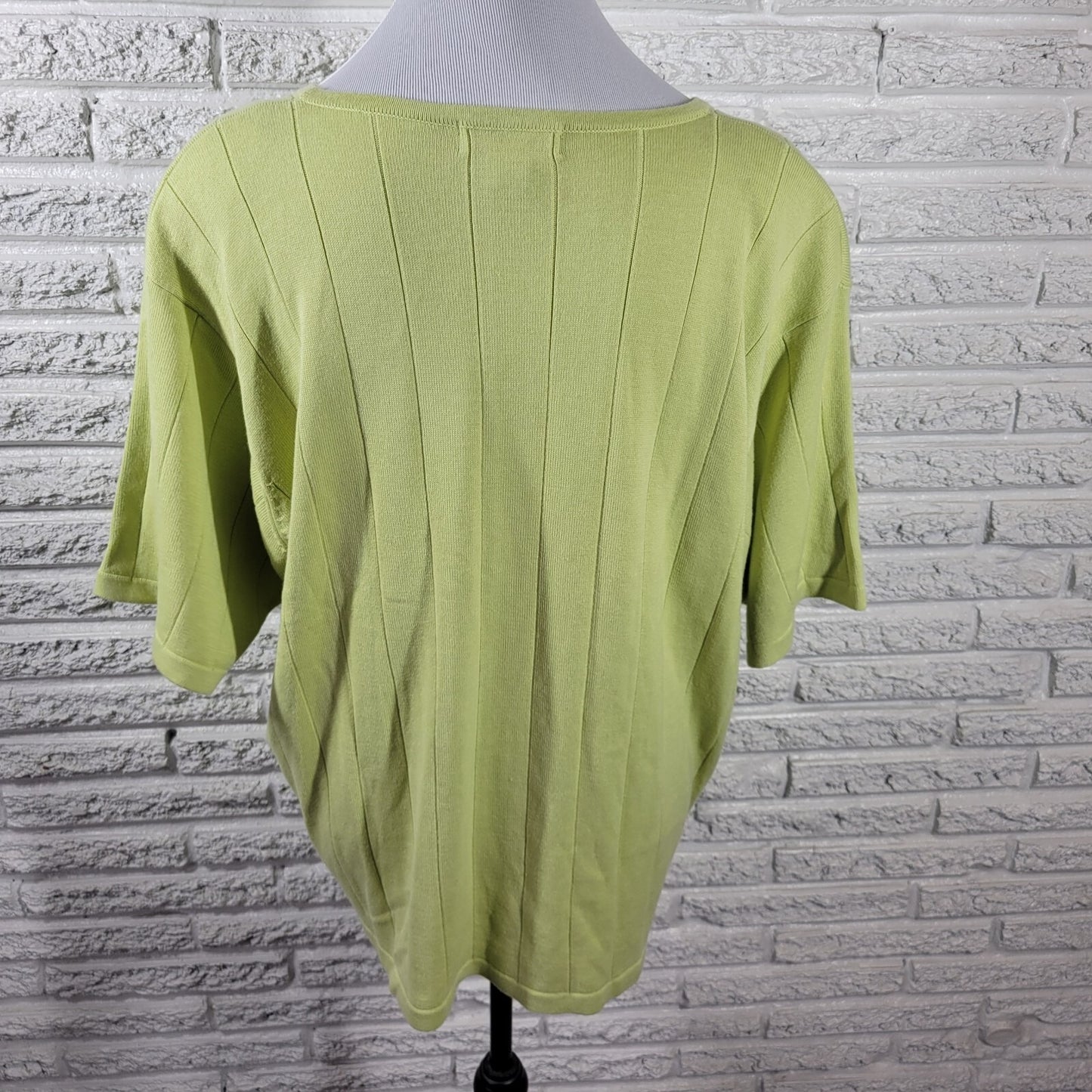 Dress Barn Womens Sweater 22 24 Plus Short Sleeve Lightweight Lime Green Soft