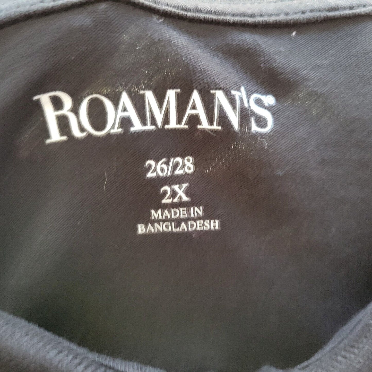 Roamans Womens Top 2X Plus Polo Long Sleeve Black Cotton Collar Casual Comfy