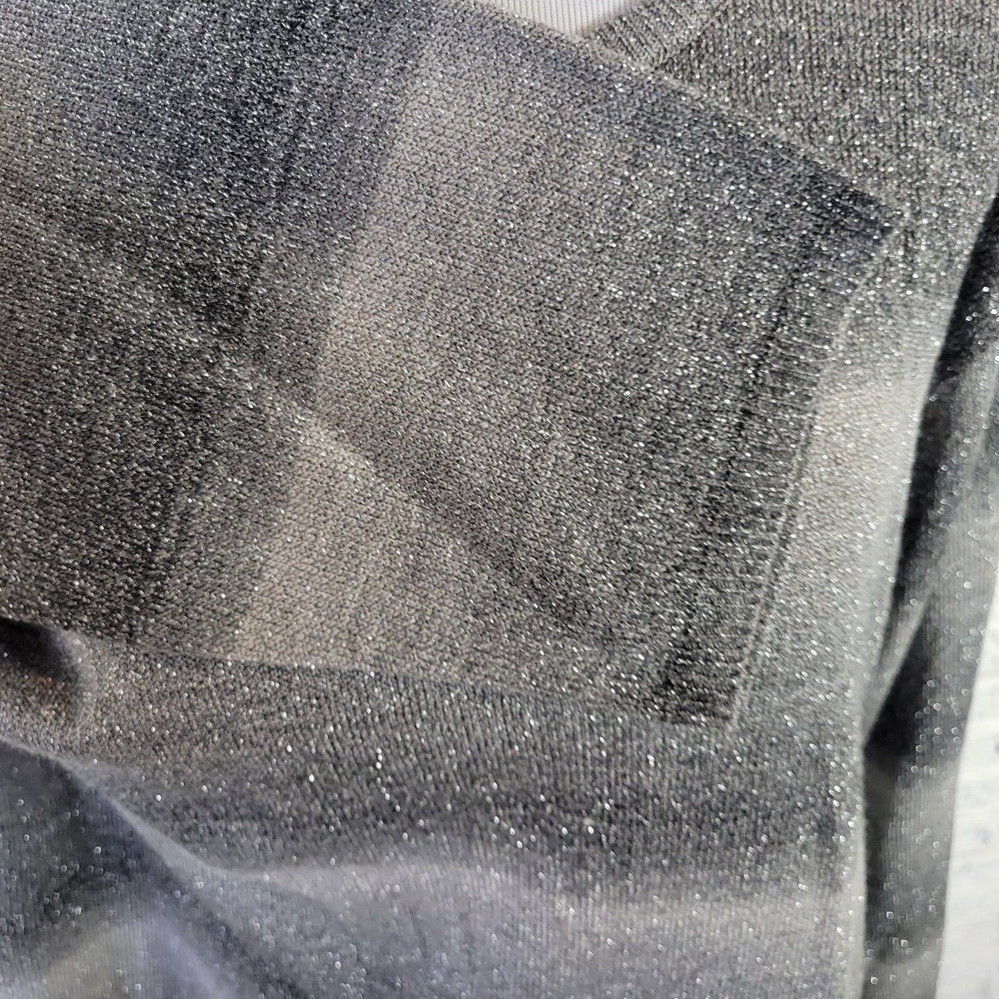 Alfred Dunner Sweater 2X Party Sparkle Gray Black Stripe Metallic