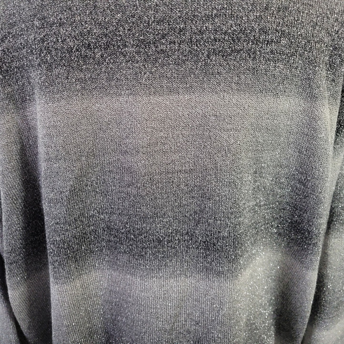 Alfred Dunner Sweater 2X Party Sparkle Gray Black Stripe Metallic