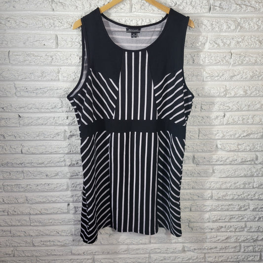 Rouge Womens Dress 4X Plus Sleeveless Mini Black Stripe Poly Blend Lightweight