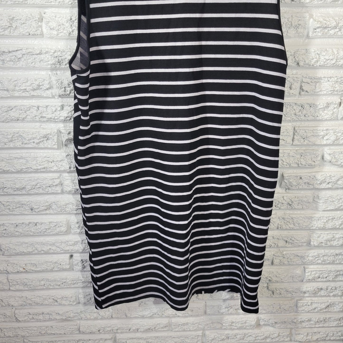 Rouge Womens Dress 4X Plus Sleeveless Mini Black Stripe Poly Blend Lightweight