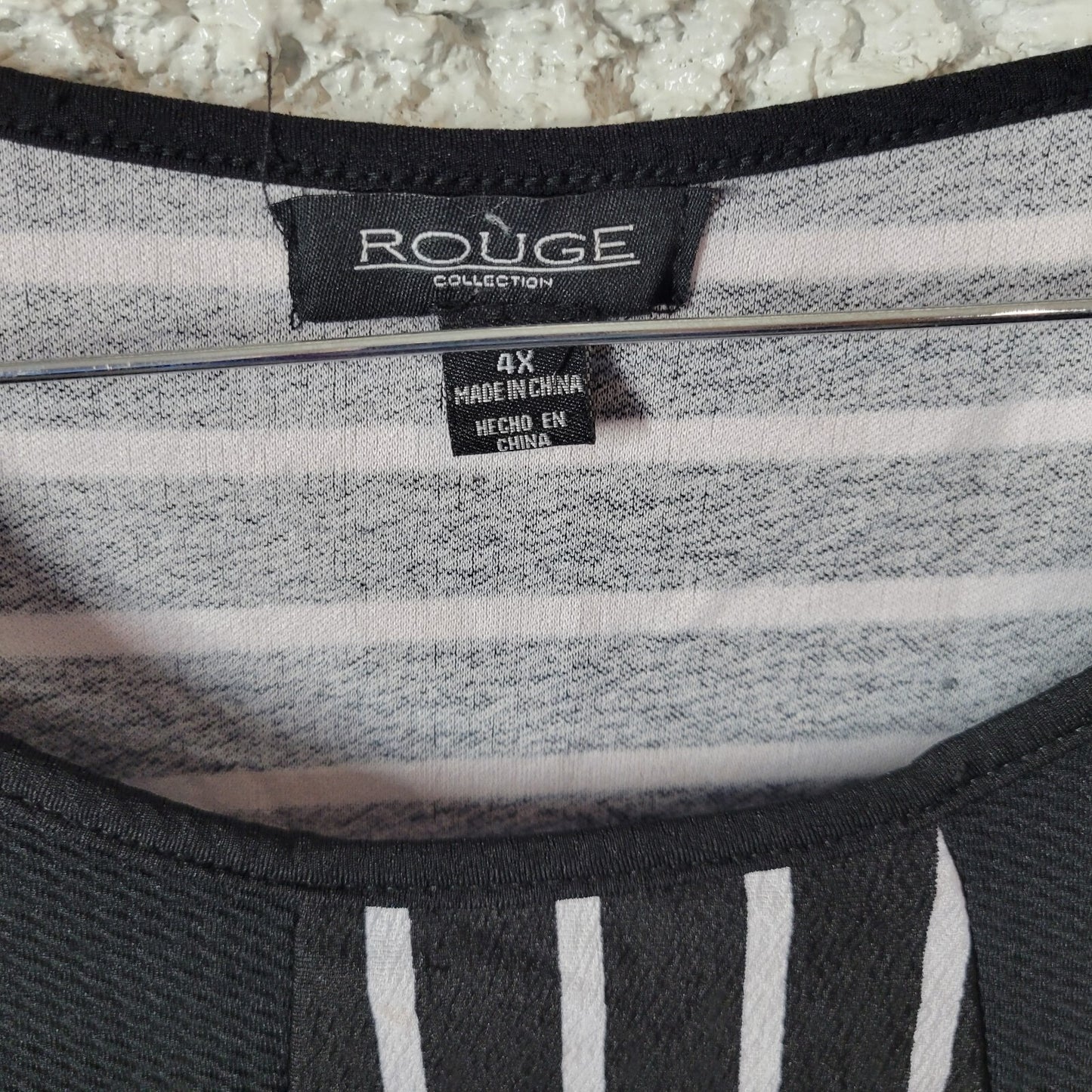 Rouge Womens Dress 4X Plus Sleeveless Mini Black Stripe Poly Blend Lightweight