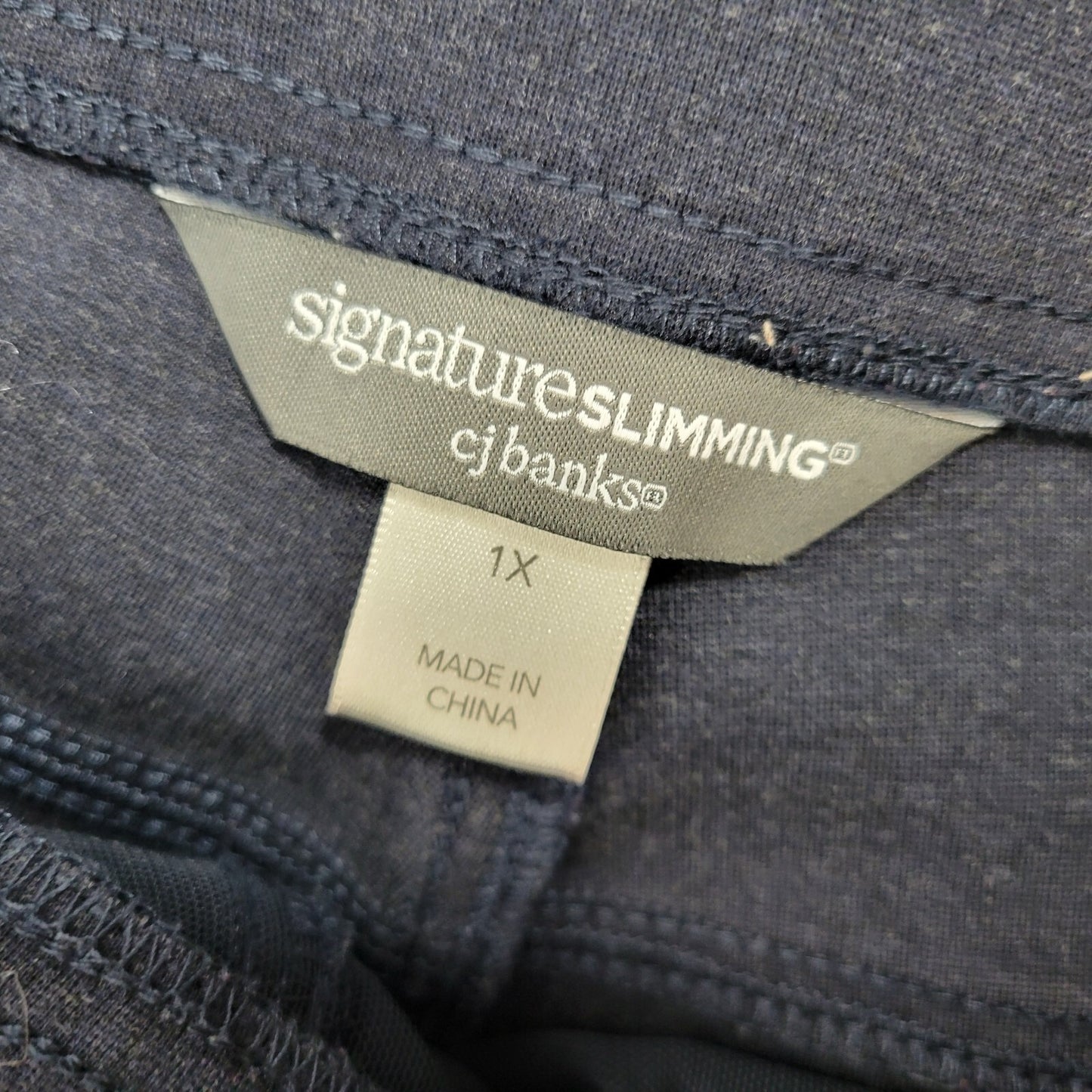 CJ Banks Women Pants 1X Plus Capri Pull On Blue Comfy Signature Slimming Tapered