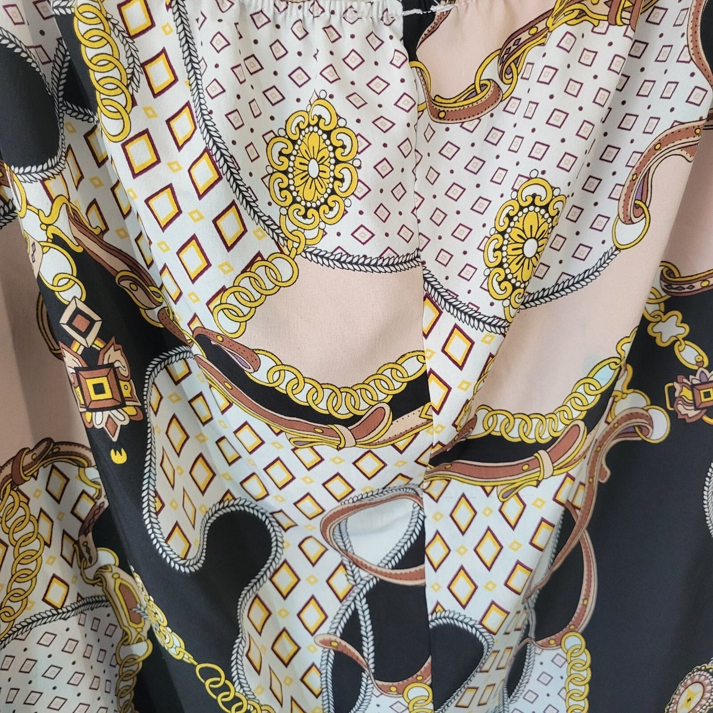 Shein Curve Women's 3XL Top Gold Brown Abstract Geometric Off Shoulder Crop