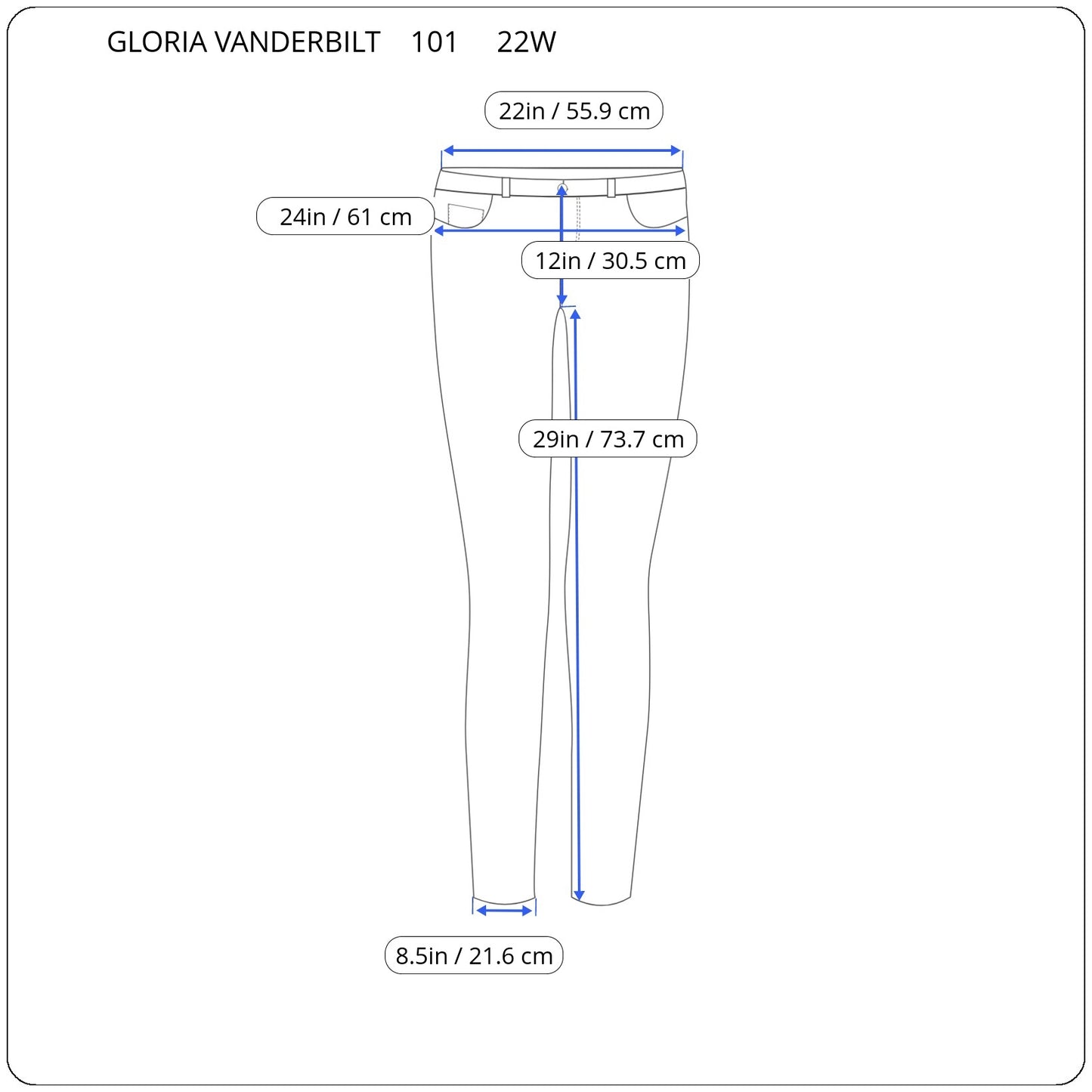 Gloria Vanderbilt Women's 22W Dark Blue Jeans Straight Leg Stretch SL100E