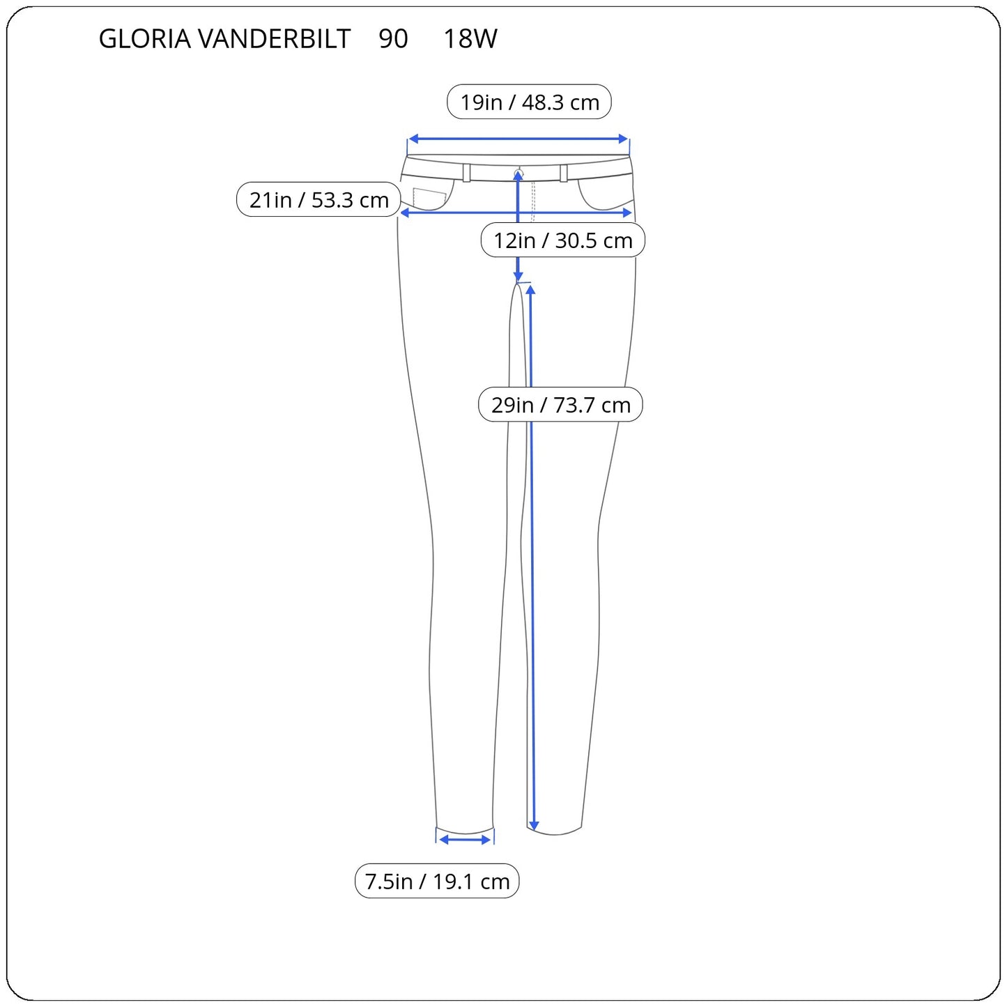 Gloria Vanderbilt 18W Women's Straight Leg Jeans Medium Blue Wash SL39E