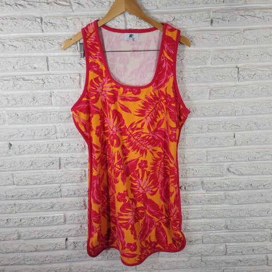 Juicy Couture Womens Swim Cover Up Dress XL Pink Floral Sleeveless Terry Cloth