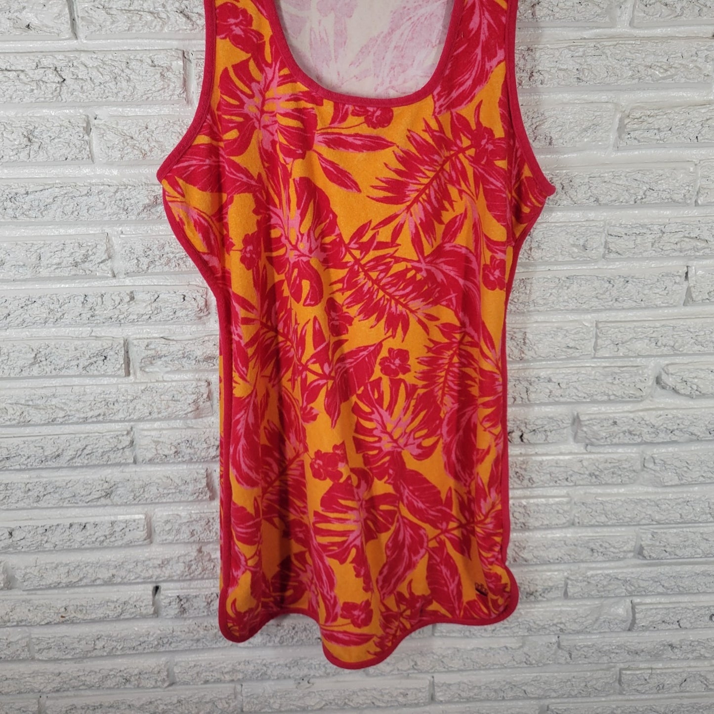 Juicy Couture Womens Swim Cover Up Dress XL Pink Floral Sleeveless Terry Cloth