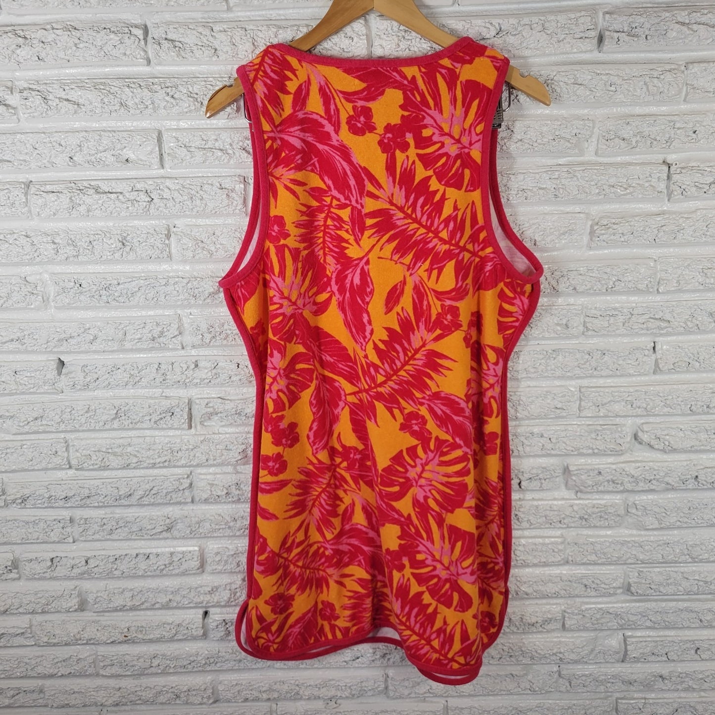 Juicy Couture Womens Swim Cover Up Dress XL Pink Floral Sleeveless Terry Cloth