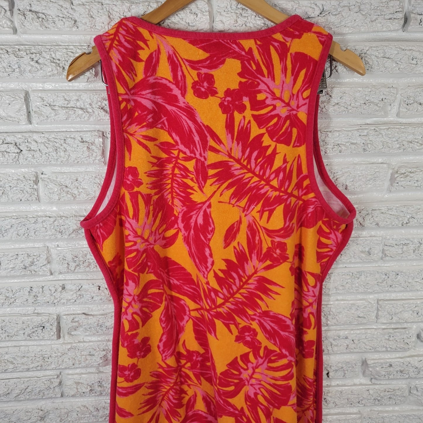 Juicy Couture Womens Swim Cover Up Dress XL Pink Floral Sleeveless Terry Cloth