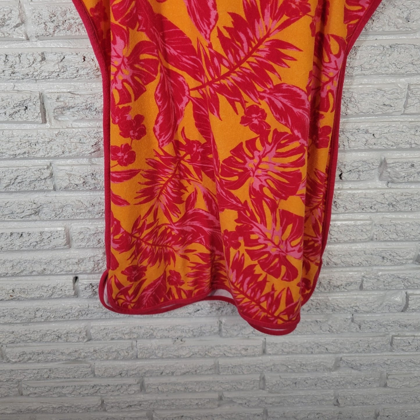 Juicy Couture Womens Swim Cover Up Dress XL Pink Floral Sleeveless Terry Cloth