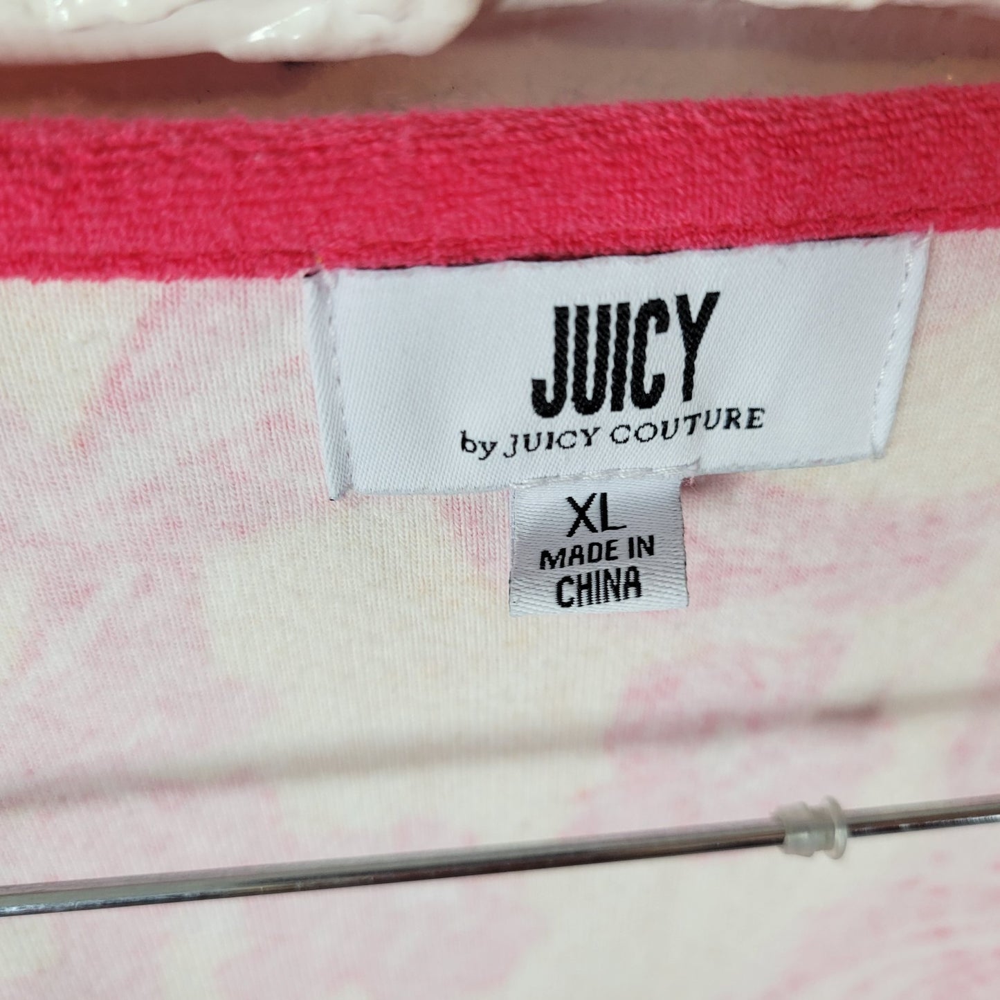 Juicy Couture Womens Swim Cover Up Dress XL Pink Floral Sleeveless Terry Cloth