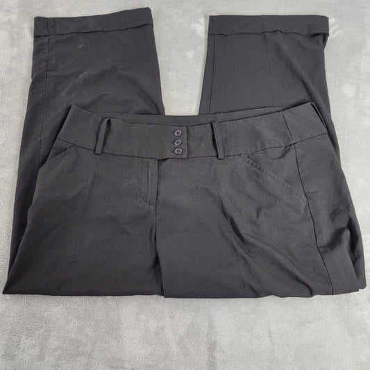 Avenue 18 Petite Dress Pants Black Straight Leg Cuffed Office Stretch Womens