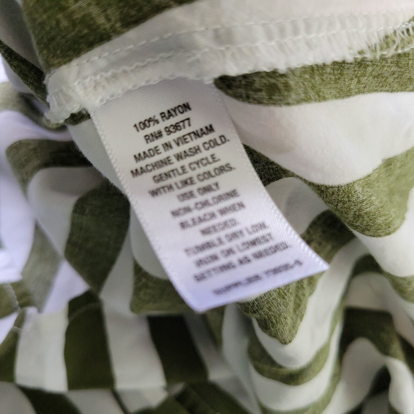 Ana Womens Top 2X Plus Roll Tab Sleeve Rayon Green Stripe Lightweight Pockets